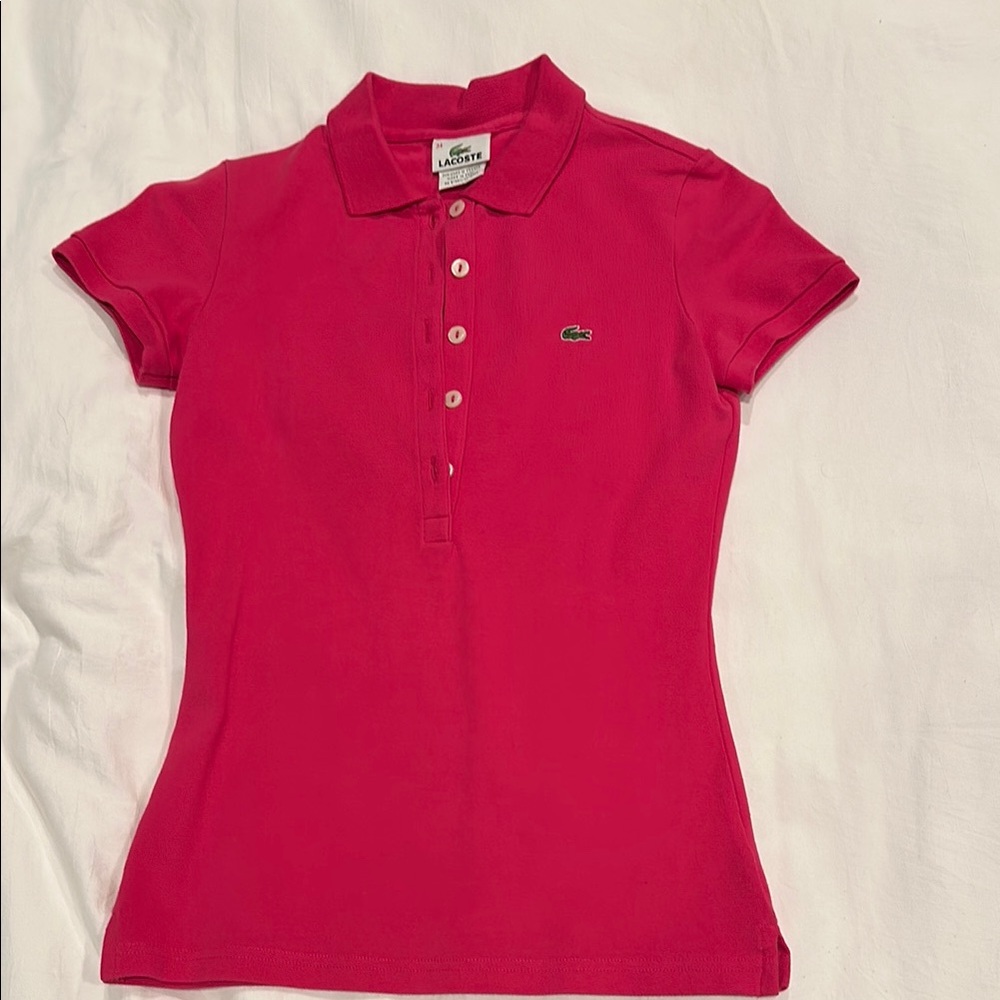 Lacoste Women's Bright Pink Button Down Shirt